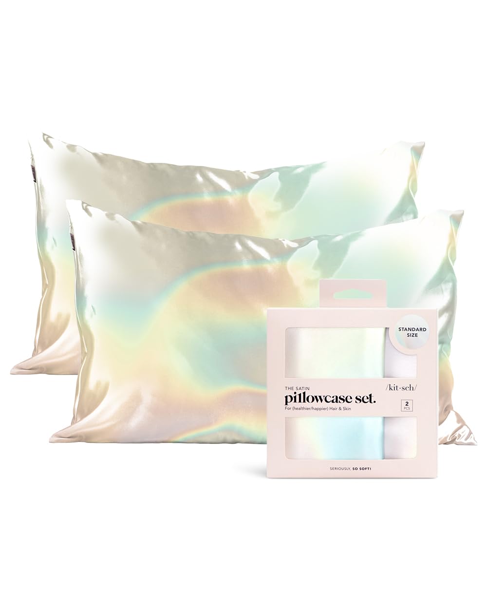 Kitsch Satin Pillowcase with Zipper for Hair & Skin, Softer Than Silk Pillow Cases Queen, Smooth Pillow Covers, Machine Washable, Wrinkle-Free, Cooling Satin Pillow Cases Standard Size 19"x26", Ivory