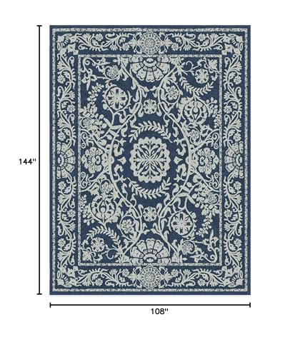RUGGABLE Washable 2x3 Area Rug, Delphina Delft Blue, Premium Vintage Rugs for Living Room, Bedroom, Kitchen, Office, Classroom with Gripper Non Slip Pad