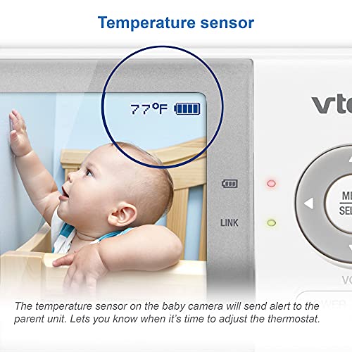 VTech VM819 Baby Monitor, 2.8” Screen, Night Vision, 2-Way Audio, Temperature Sensor and Lullabies, Secure Transmission No WiFi