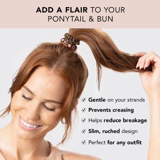 Kitsch 5 Count Velvet Hair Scrunchies for Women - Hair Ties for Thick Hair, Girls, Women, Cute Scrunchies, Soft Hair Accessories, Blush/Mauve