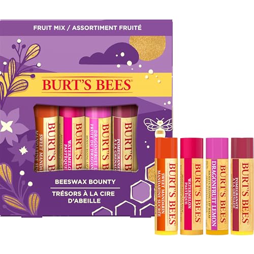 Burt’s Bees Christmas Gifts, 4 Lip Balm Stocking Stuffers Products, Beeswax Bounty Classic Set - Original Beeswax Moisturizing Lip Balm (4-Pack)
