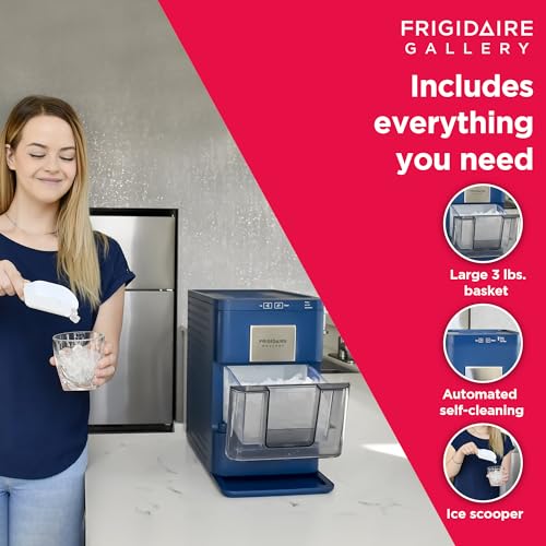 Frigidaire Nugget Ice Maker, Countertop Ice Machine with Transparent Window, Sonic Ice Maker with 44 lbs. Capacity, Auto Self Cleaning Ice Maker Machine, 2.0 Gen, Cream - 16.75D x 11.75W x 20.25H
