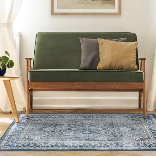 RUGGABLE Kamran Washable Rug - Perfect Vintage Area Rug for Living Room Bedroom Kitchen - Pet & Child Friendly - Stain & Water Resistant - Hazel 5&