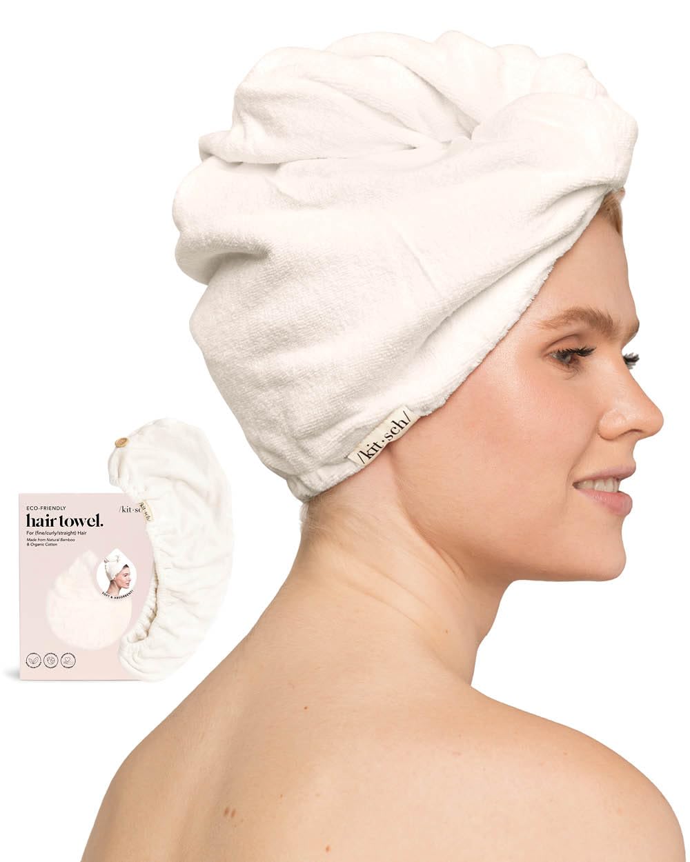 Kitsch Microfiber Hair Towel Wrap - Quick Dry Curly Hair Wraps for Women Wet Hair | Microfiber Towel for Hair | Hair Drying Towel Wrap | Hair Towels for Women | Hair Turban for Wet Hair (Blush)
