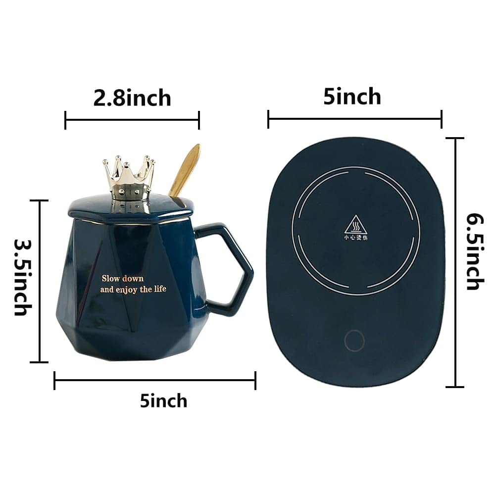 Coffee Warmer for Desk, with Mug Set. Cup Warmer with Automatic Shut Off, Drink Warmer for Cocoa, Tea, Milk. Gift for Women‘s Day Best Friend Woman Bestie Ladies Aunt Friends Birthday(Pink)