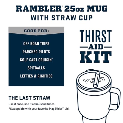 YETI Rambler Tumbler with Handle and Straw Lid, Vacuum Insulated Travel Mug, Stainless Steel
