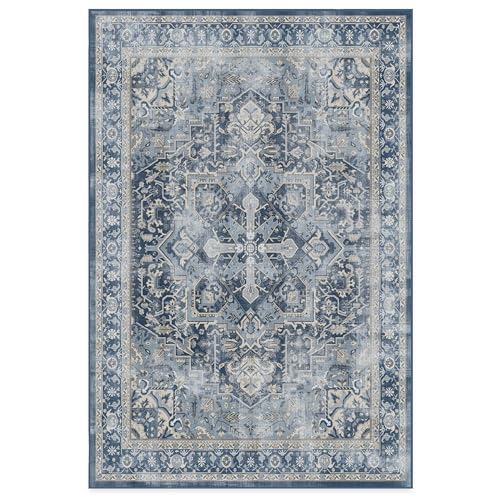RUGGABLE Kamran Washable Rug - Perfect Vintage Area Rug for Living Room Bedroom Kitchen - Pet & Child Friendly - Stain & Water Resistant - Hazel 5&