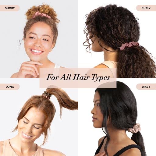 Kitsch 5 Count Velvet Hair Scrunchies for Women - Hair Ties for Thick Hair, Girls, Women, Cute Scrunchies, Soft Hair Accessories, Blush/Mauve