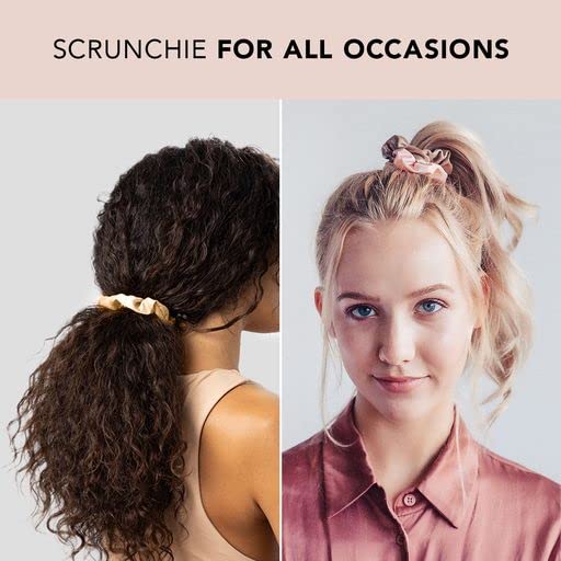 Kitsch 5 Count Velvet Hair Scrunchies for Women - Hair Ties for Thick Hair, Girls, Women, Cute Scrunchies, Soft Hair Accessories, Blush/Mauve