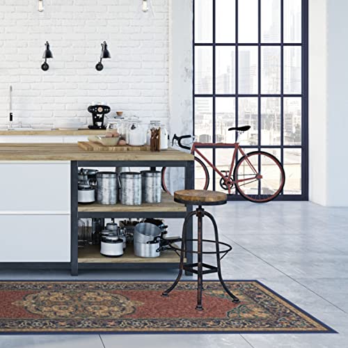 RUGGABLE Disney Traditional Mickey Mouse Washable Rug - Perfect Area Rug for Nursery Playroom Kids Room - Pet & Child Friendly - Stain & Water Resistant - Damask Grey 3&