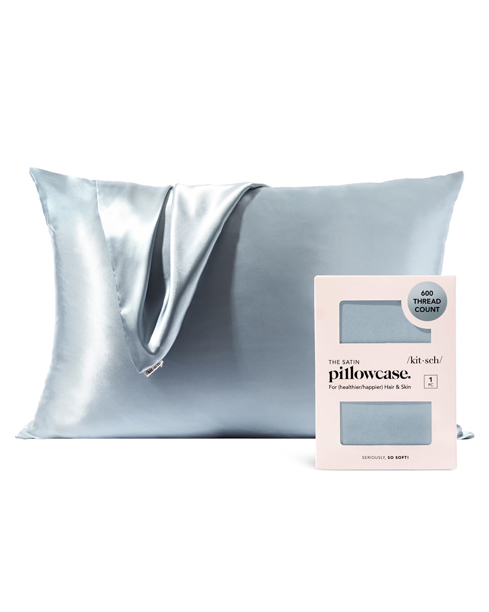 Kitsch Satin Pillowcase with Zipper for Hair & Skin, Softer Than Silk Pillow Cases Queen, Smooth Pillow Covers, Machine Washable, Wrinkle-Free, Cooling Satin Pillow Cases Standard Size 19"x26", Ivory