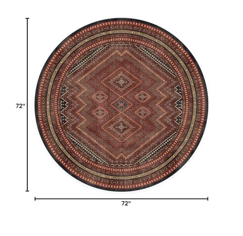 RUGGABLE Kaden Washable Rug - Perfect Vintage Area Rug for Living Room Bedroom Kitchen - Pet & Child Friendly - Stain & Water Resistant - Amber Red 3&