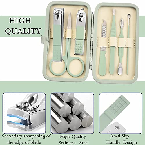 Manicure Set Professional Grooming Kits, Nail Clippers Pedicure Kit 8pcs Nail Kit Pedicure Set Tools with Aceoce Travel Case for Women Men Home or Salon Gift