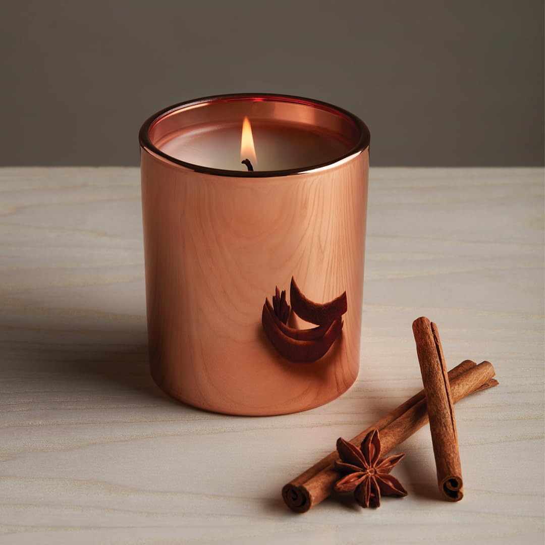 Thymes Simmered Cider Candle - Scented Candle with A Crisp Apple Home Fragrance - Warm & Spicy Scented Candle with Notes of Apple, Clove, and Cardamom - Luxury Home Fragrance - 6.5 Oz