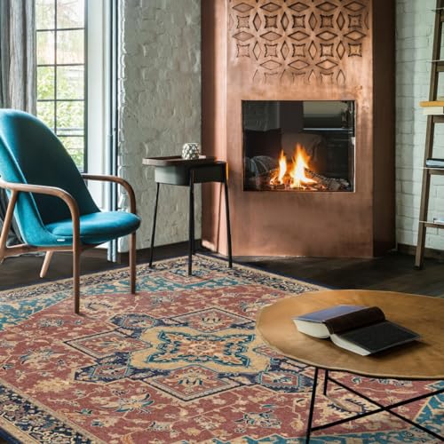RUGGABLE Maral Heriz Washable Rug - Perfect Vintage Area Rug for Living Room Bedroom Kitchen - Pet & Child Friendly - Stain & Water Resistant - Creme 3&