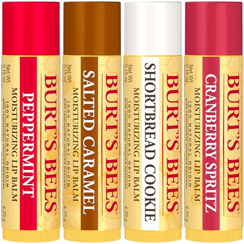 Burt’s Bees Christmas Gifts, 4 Lip Balm Stocking Stuffers Products, Beeswax Bounty Classic Set - Original Beeswax Moisturizing Lip Balm (4-Pack)