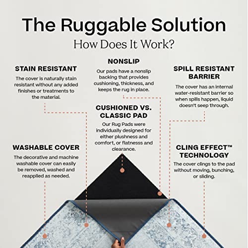 RUGGABLE – Cambria Ruby – Machine Washable Runner Rug – Pet & Child Friendly – Stain & Water Resistant – Non-Slip – 2.5&