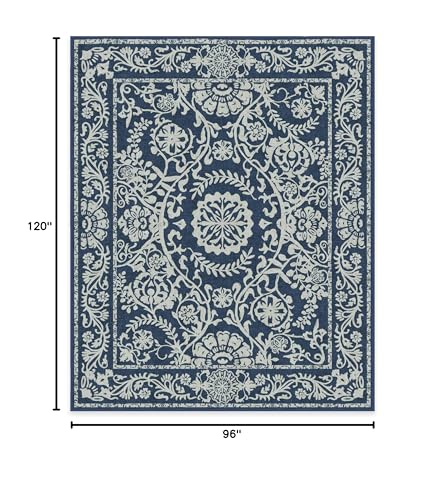 RUGGABLE Washable 2x3 Area Rug, Delphina Delft Blue, Premium Vintage Rugs for Living Room, Bedroom, Kitchen, Office, Classroom with Gripper Non Slip Pad