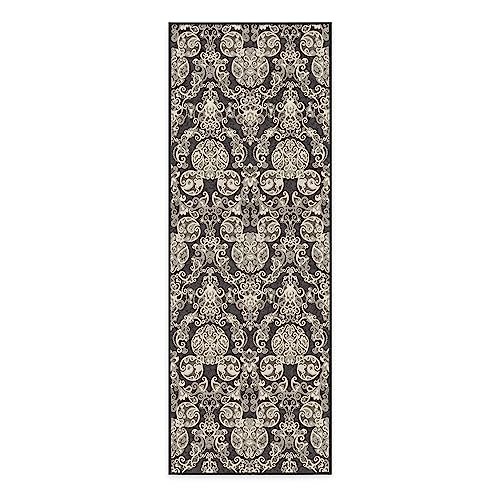 RUGGABLE Disney Traditional Mickey Mouse Washable Rug - Perfect Area Rug for Nursery Playroom Kids Room - Pet & Child Friendly - Stain & Water Resistant - Damask Grey 3&