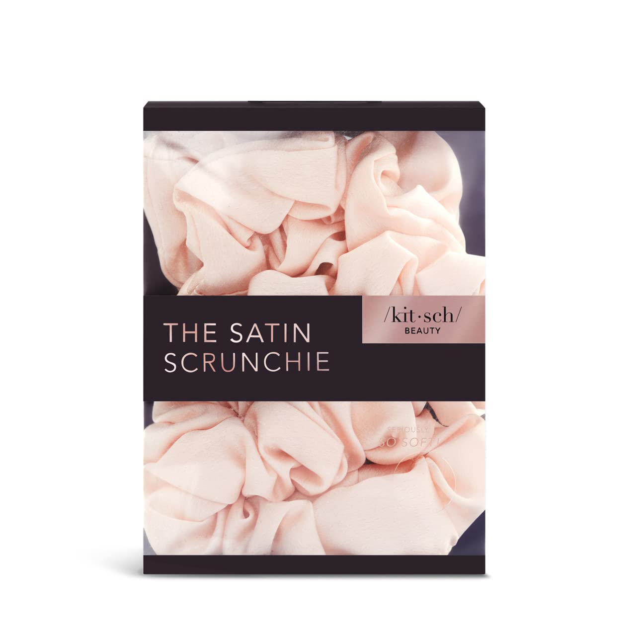 Kitsch 5 Count Velvet Hair Scrunchies for Women - Hair Ties for Thick Hair, Girls, Women, Cute Scrunchies, Soft Hair Accessories, Blush/Mauve