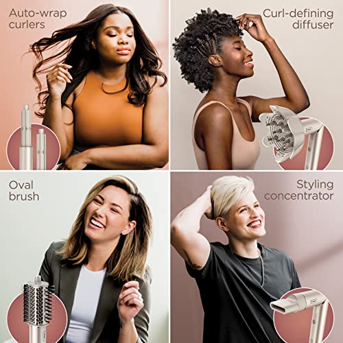 Shark HD430 FlexStyle Air Styling & Drying System, Powerful Hair Dryer Brush & Multi-Styler with Auto-Wrap Curlers, Paddle Brush, Oval Brush, Concentrator Attachment, Stone