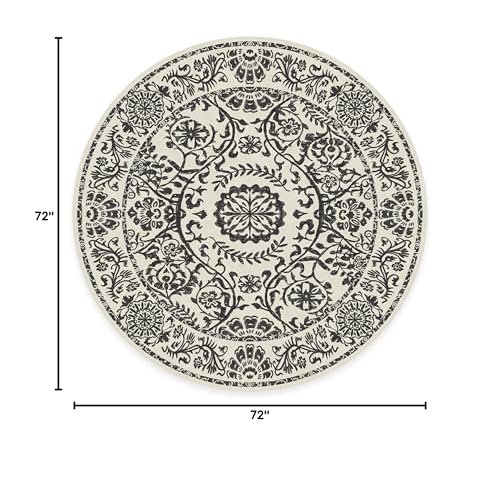 RUGGABLE Washable 2x3 Area Rug, Delphina Delft Blue, Premium Vintage Rugs for Living Room, Bedroom, Kitchen, Office, Classroom with Gripper Non Slip Pad