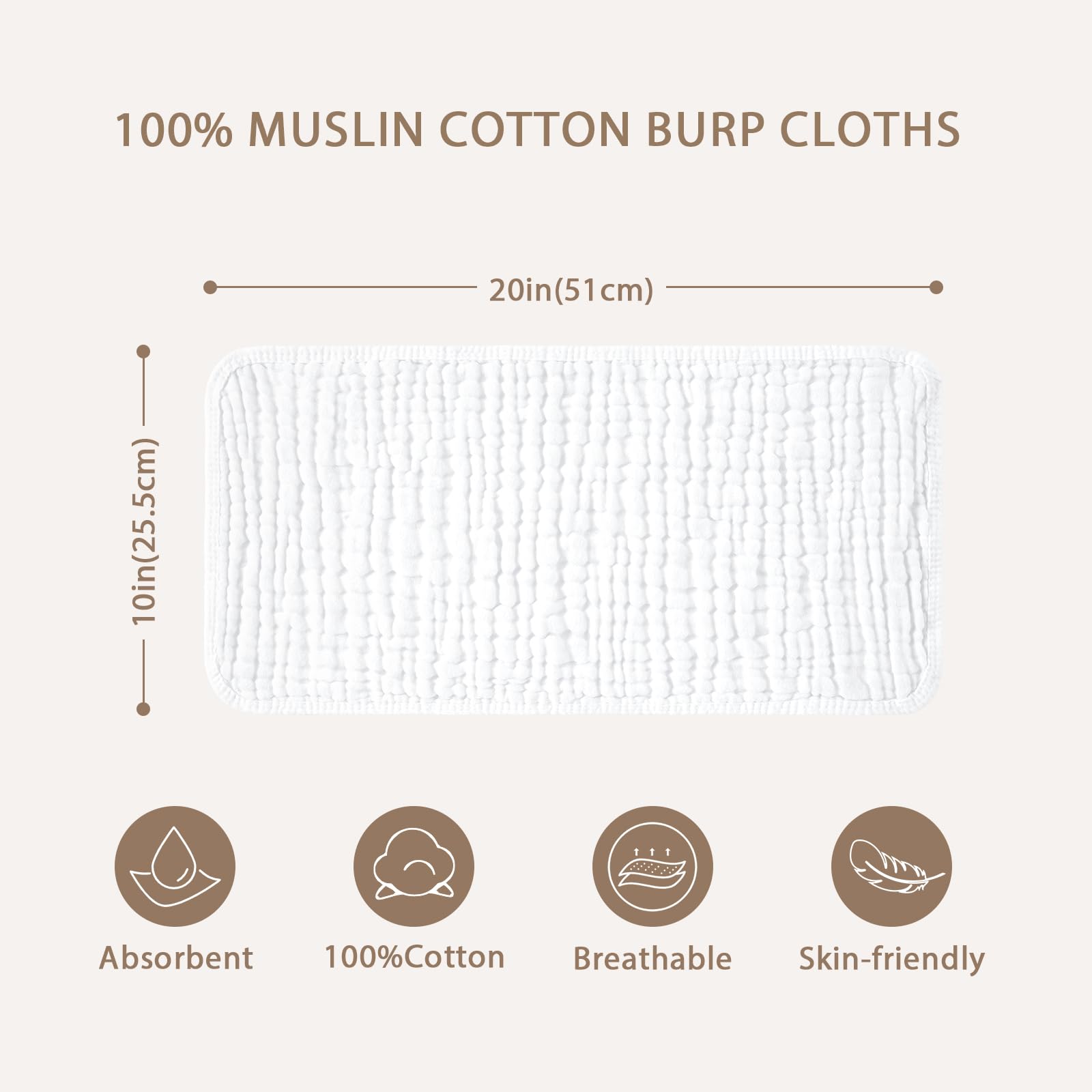 Yoofoss Muslin Burp Cloths for Baby 10 Pack 100% Cotton Baby Washcloths for Boys Girls Large 20&