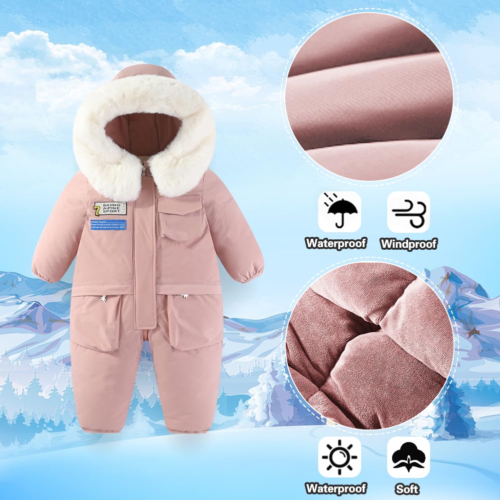 Xifamniy Toddler Snowsuit 2T 3T 4T 5T Ski Suit Baby Boy Girl Winter Clothes Coat Outwear Snow Suit Hooded Romper Jumpsuit