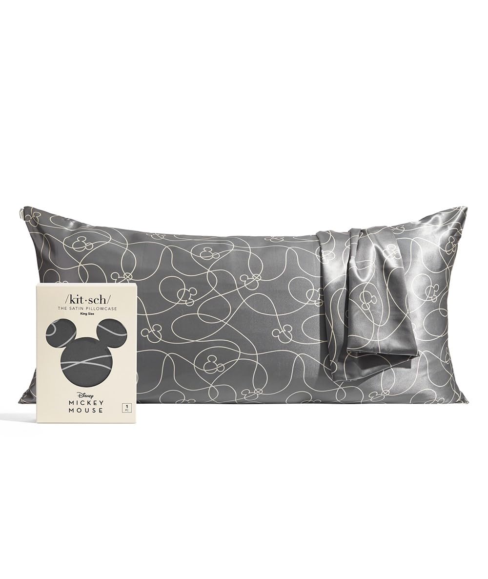 Kitsch Satin Pillowcase with Zipper for Hair & Skin, Softer Than Silk Pillow Cases Queen, Smooth Pillow Covers, Machine Washable, Wrinkle-Free, Cooling Satin Pillow Cases Standard Size 19"x26", Ivory