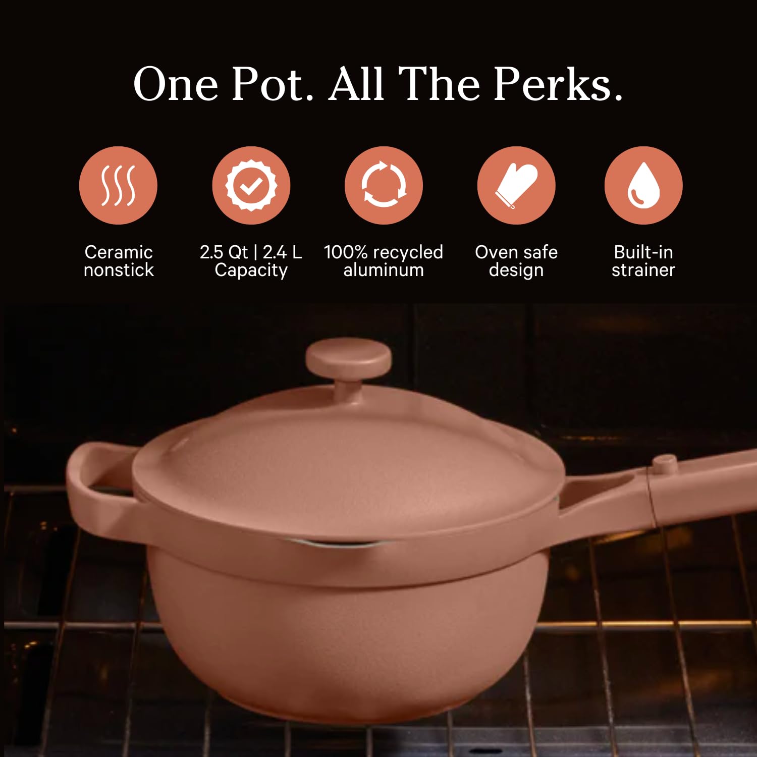 Our Place Perfect Pot - 5.5 Qt. Nonstick Ceramic Sauce Pan with Lid | Versatile Cookware for Stovetop and Oven | Steam, Bake, Braise, Roast | PTFE and PFOA-Free | Toxin-Free, Easy to Clean | Steam