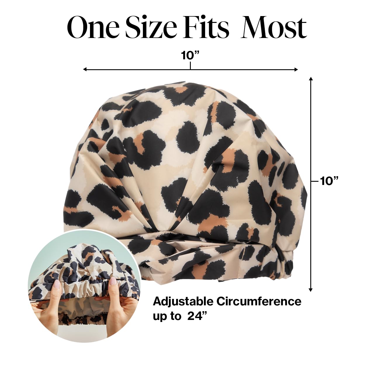 Kitsch Luxury Shower Cap for Women - Reusable Shower Cap for Long Hair with Non Slip Silicon Grip | Waterproof Hair Cap for Shower with One Size Fits Most | Stylish Hair Cover for Shower (Blush Dot)