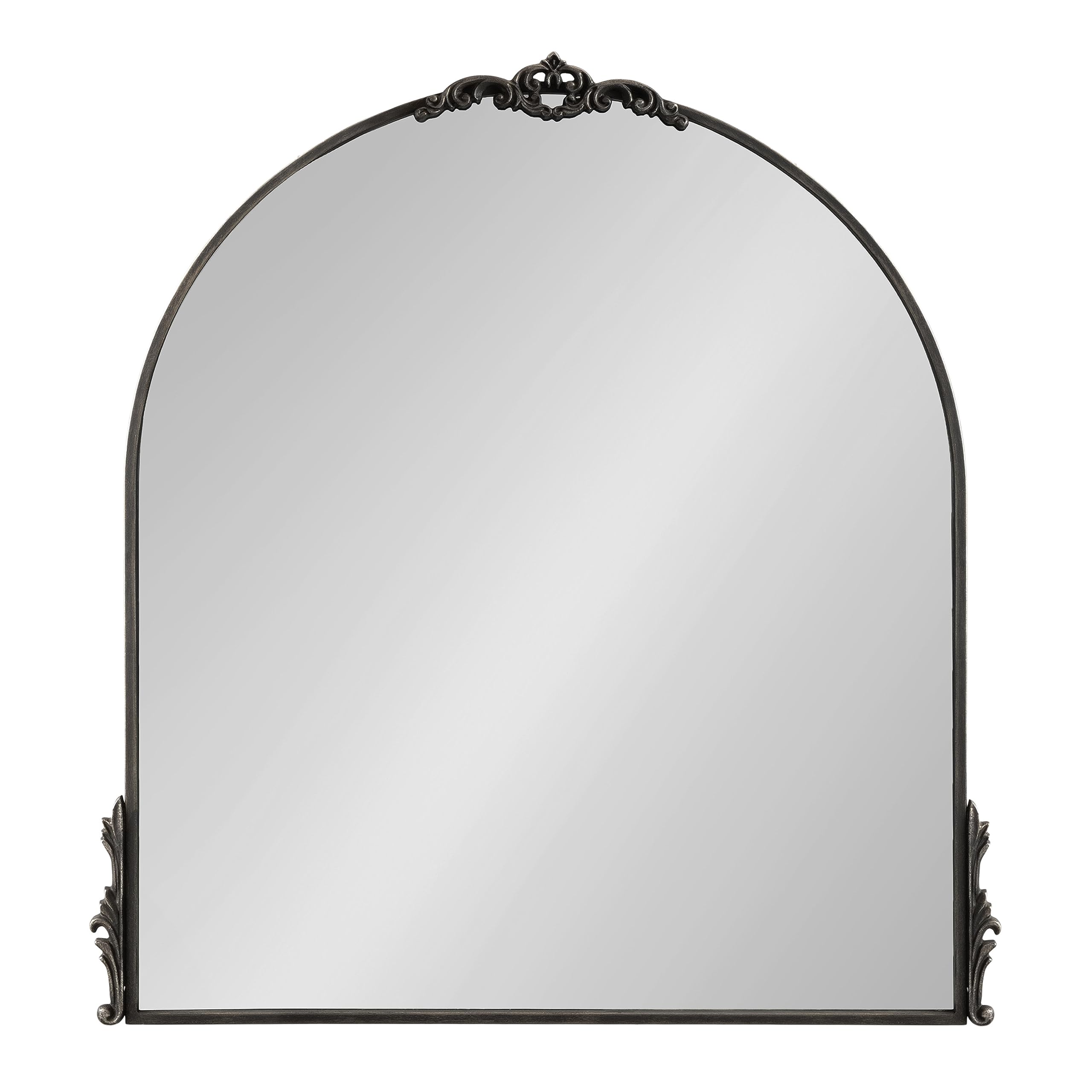 Kate and Laurel Myrcelle Traditional Arched Mirror, 25 x 33, Gold, Decorative Large Arch Mirror with Ornate Garland Detailing Along The Crown and Edges of The Frame
