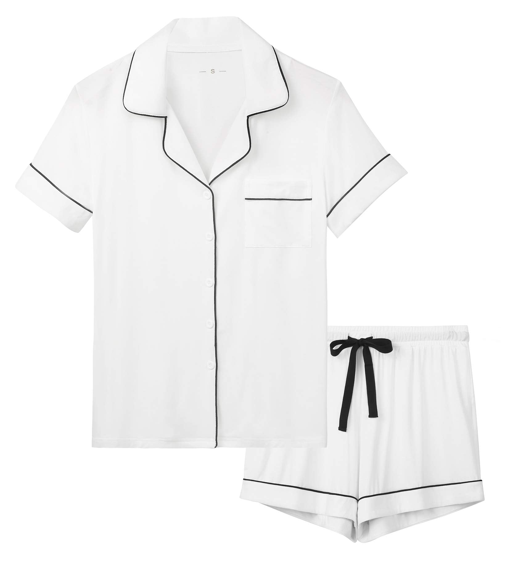 Senert Pajamas Set For Women Short Sleeve Sleepwear Soft Button Down Pjs Set Nightwear Lounge Sets S-XXL