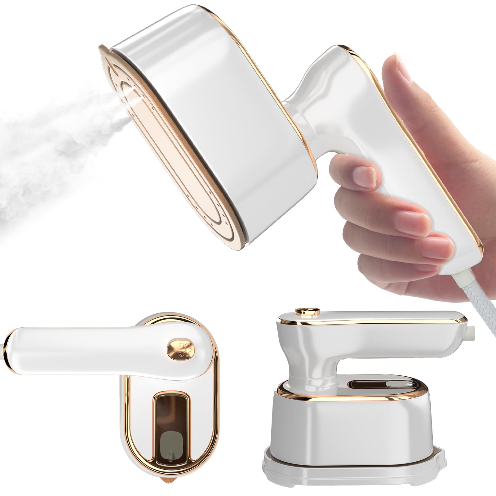 Travel Steamer Iron for Clothes Mini - Portable Ironing Machine Travel Small Size Portable Steamer Travel College Dorm Home Essentials Steamer for Clothes(White)