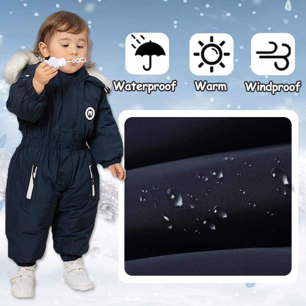Xifamniy Toddler Snowsuit 2T 3T 4T 5T Ski Suit Baby Boy Girl Winter Clothes Coat Outwear Snow Suit Hooded Romper Jumpsuit