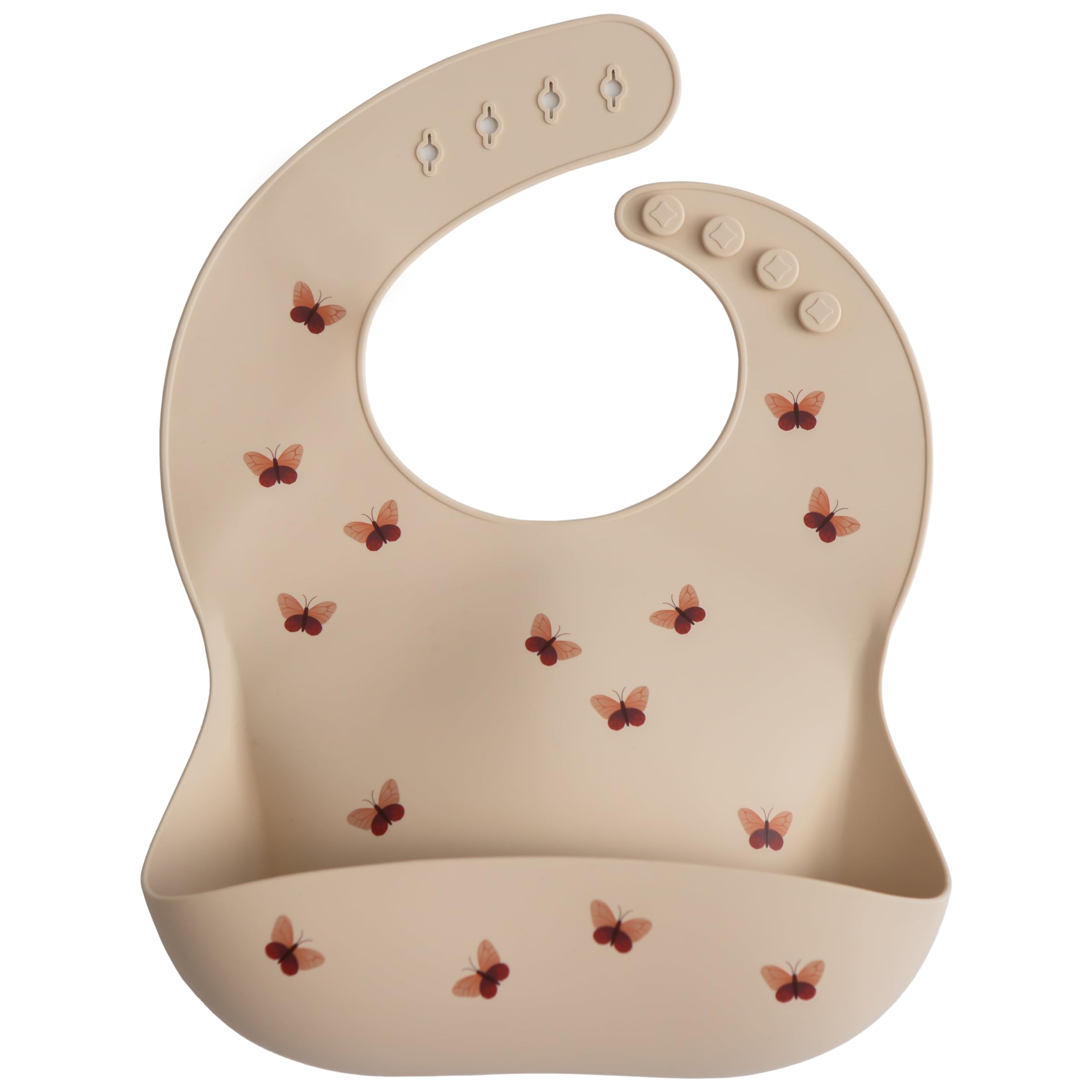 mushie Silicone Baby Bib | Adjustable Fit Waterproof Bibs (Whales)