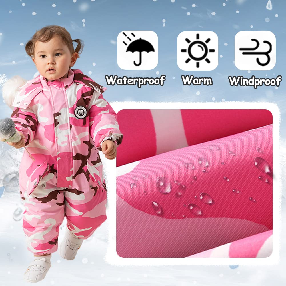 Xifamniy Toddler Snowsuit 2T 3T 4T 5T Ski Suit Baby Boy Girl Winter Clothes Coat Outwear Snow Suit Hooded Romper Jumpsuit