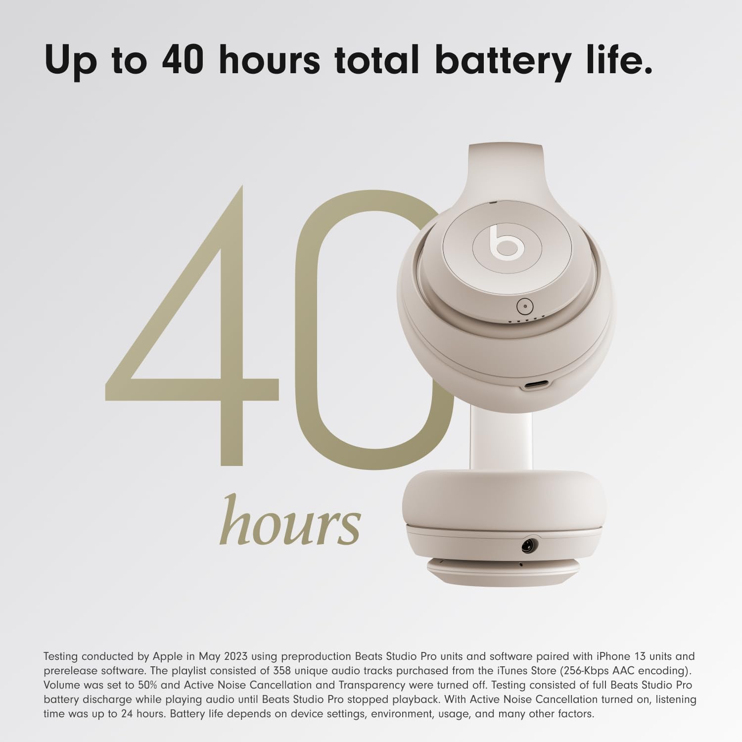Beats Studio Pro - Wireless Bluetooth Noise Cancelling Headphones - Personalized Spatial Audio, USB-C Lossless Audio, Apple & Android Compatibility, Up to 40 Hours Battery Life - Matte White