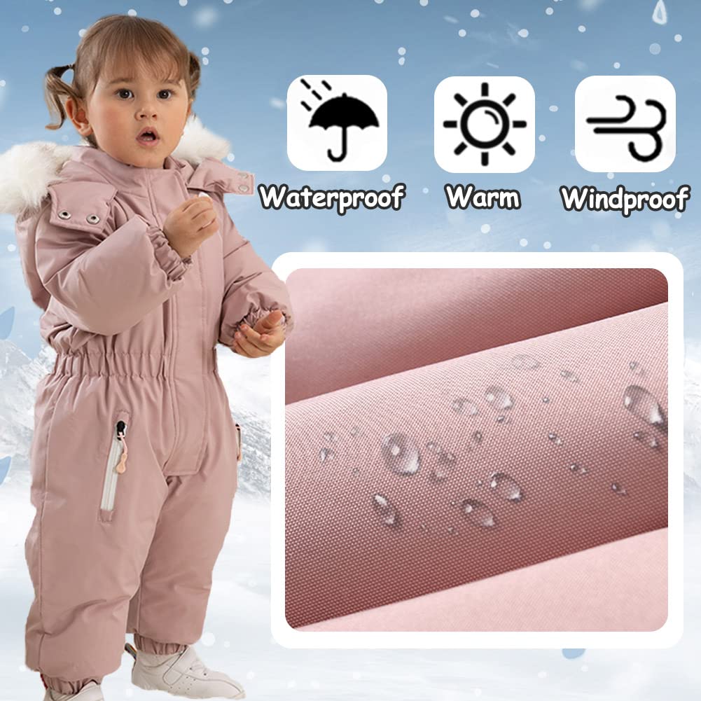 Xifamniy Toddler Snowsuit 2T 3T 4T 5T Ski Suit Baby Boy Girl Winter Clothes Coat Outwear Snow Suit Hooded Romper Jumpsuit