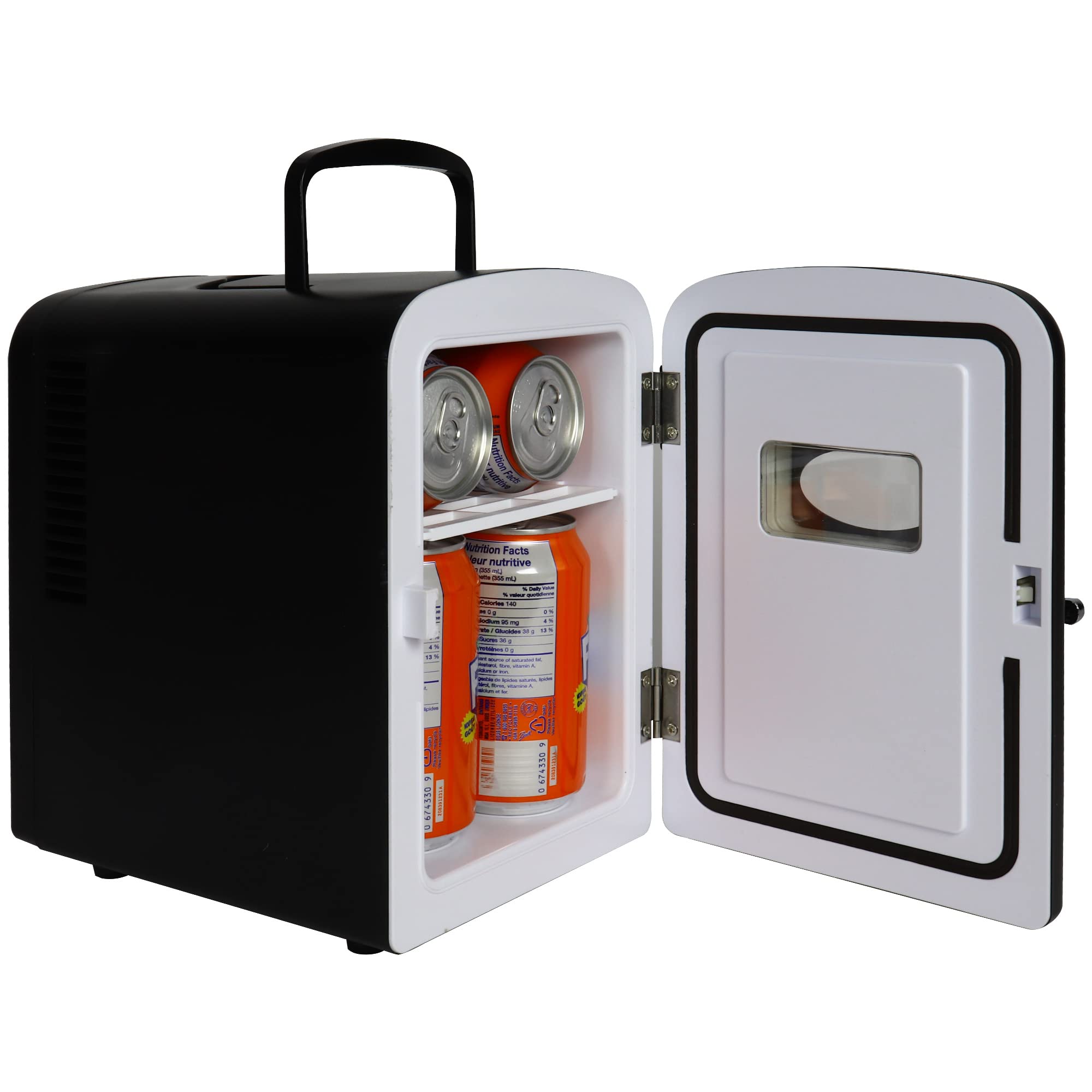Koolatron Retro Mini Portable Fridge, 4L Compact Refrigerator for Skincare, Beauty Serum, Face Mask, Personal Cooler, Includes 12V Car Adapter, Desktop Accessory for Home Office Dorm Travel, Pink