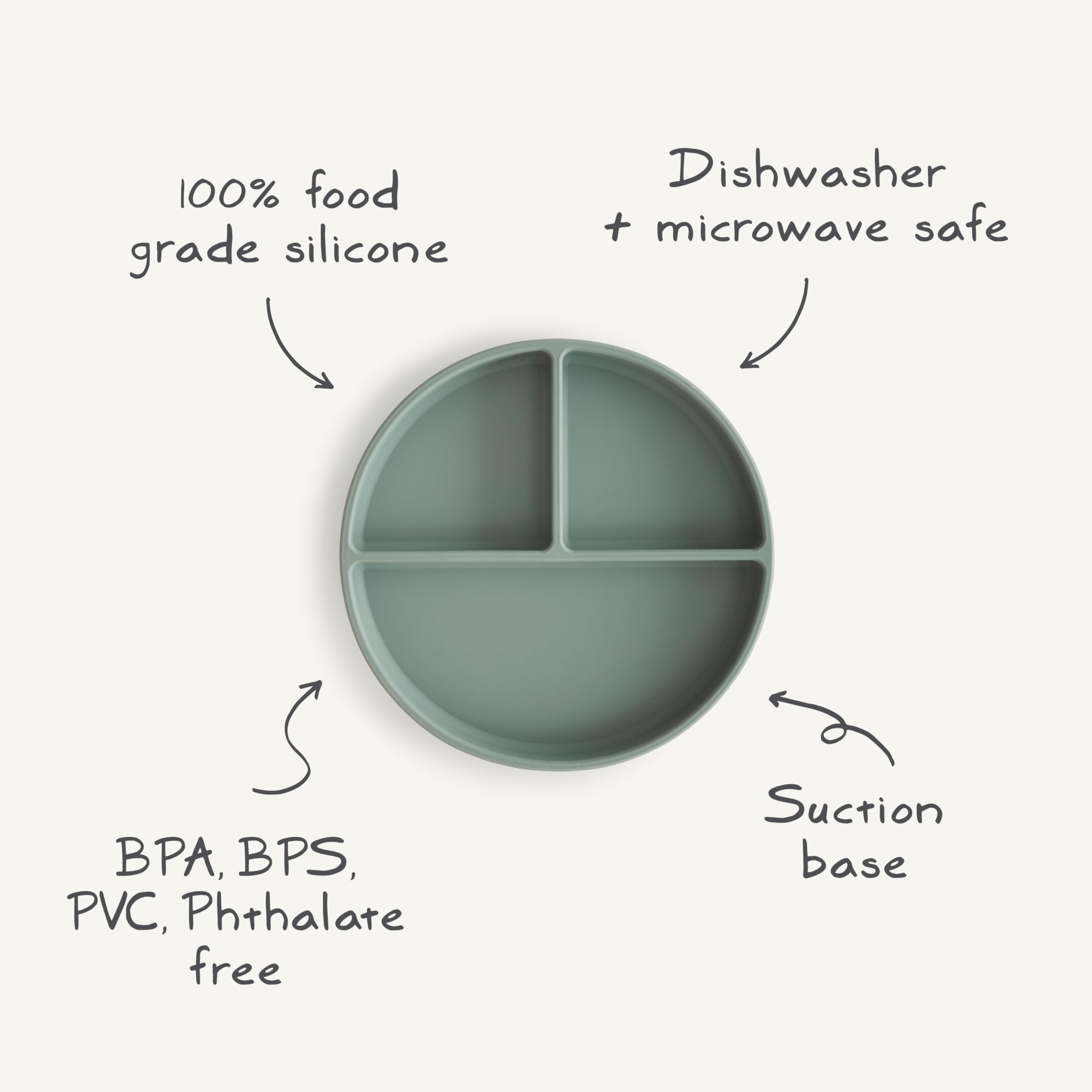 mushie Silicone Suction Plate | BPA-Free Non-Slip Design (Ivory)