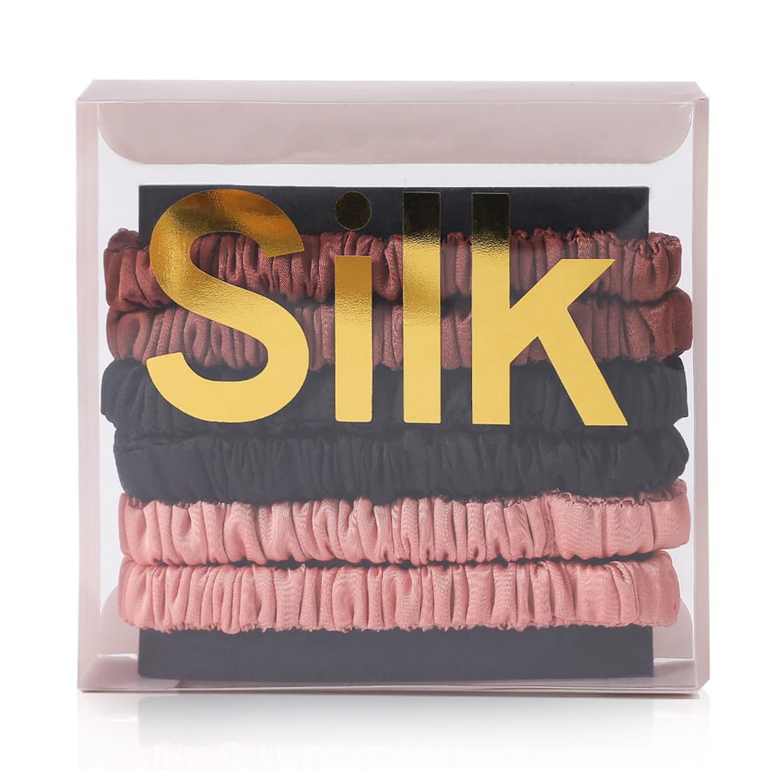 6PCS Silk Scrunchies for Hair, 100% Mulberry Silk Hair Ties, Scrunchies for Women Girls, Elastic Ponytail Holders No Damage