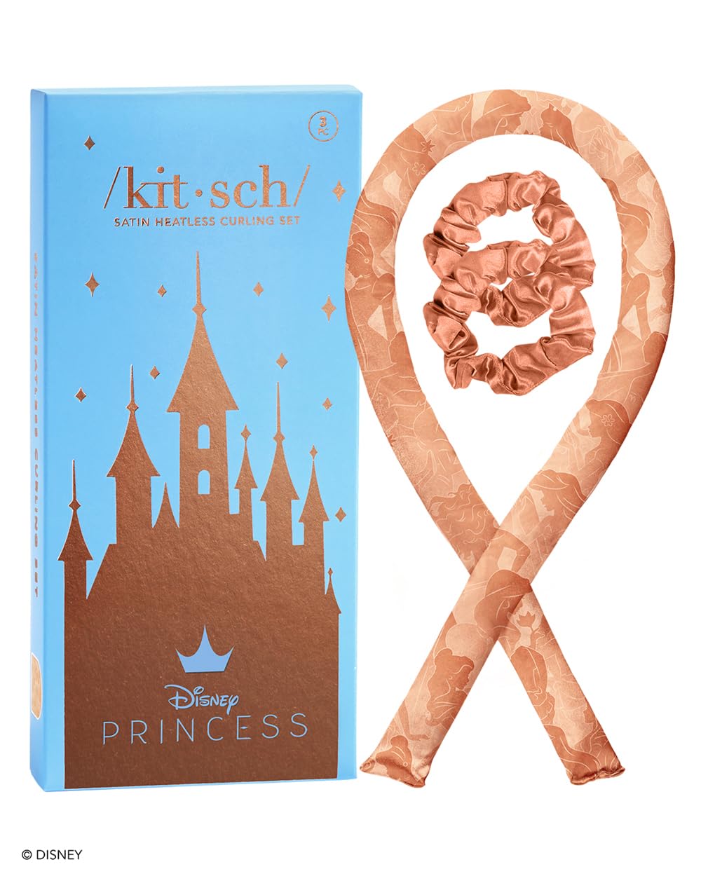 Kitsch Satin Heatless Curling Set for No-Heat Soft Curls | Overnight Hair Curlers & Curling Rod Headband, Frizz-Free Styling | Gentle Rollers for All Hair Types - 1 Pack (Charcoal)