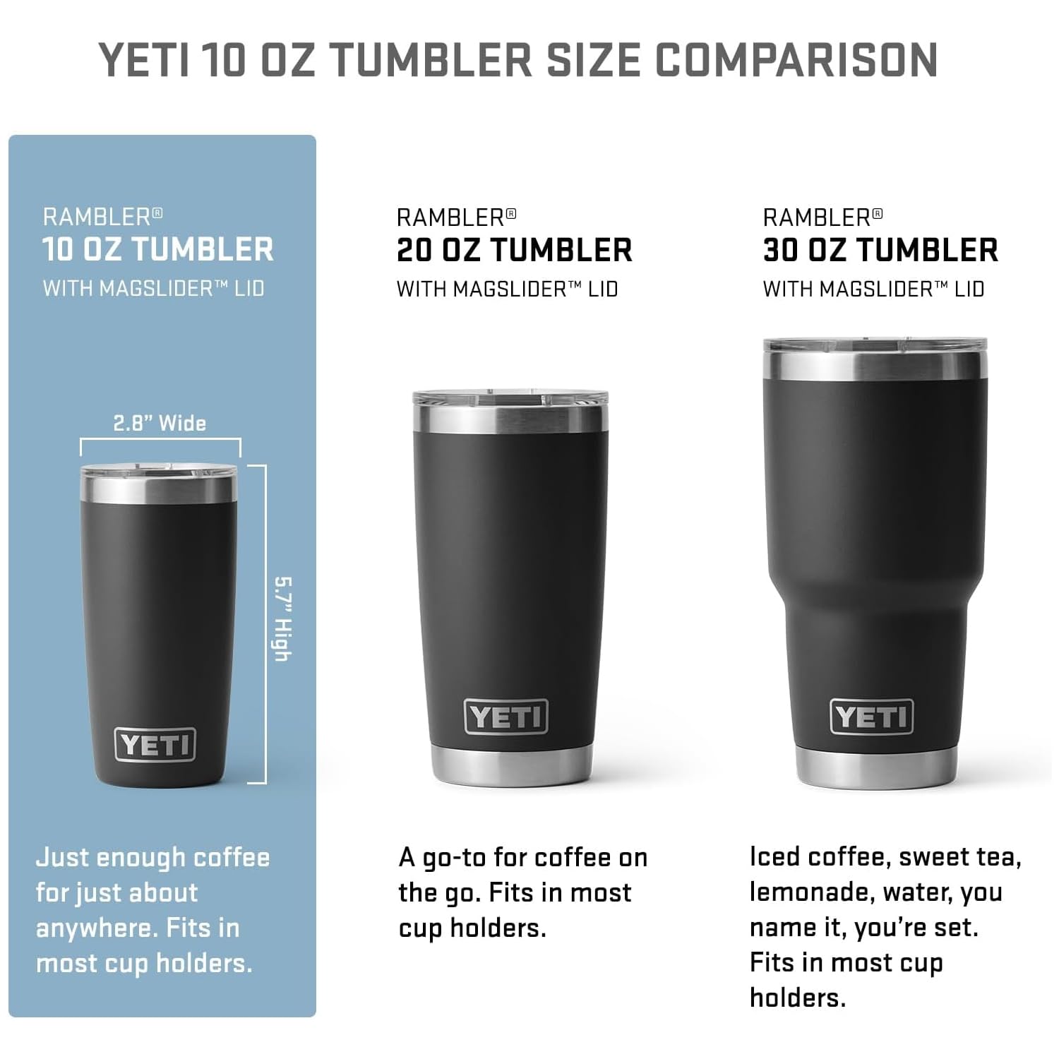 YETI Rambler 10 oz Tumbler, Stainless Steel, Vacuum Insulated with MagSlider Lid
