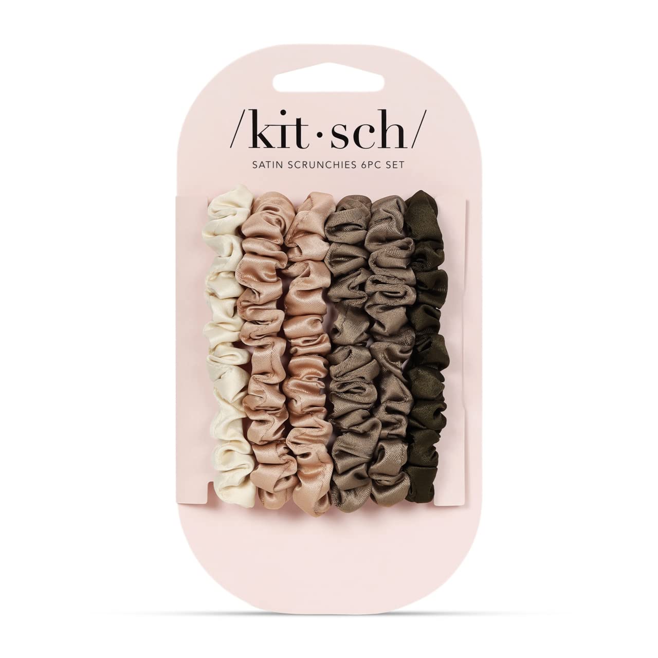 Kitsch 5 Count Velvet Hair Scrunchies for Women - Hair Ties for Thick Hair, Girls, Women, Cute Scrunchies, Soft Hair Accessories, Blush/Mauve