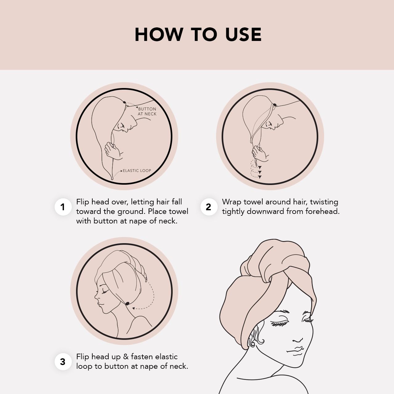 Kitsch Microfiber Hair Towel Wrap - Quick Dry Curly Hair Wraps for Women Wet Hair | Microfiber Towel for Hair | Hair Drying Towel Wrap | Hair Towels for Women | Hair Turban for Wet Hair (Blush)