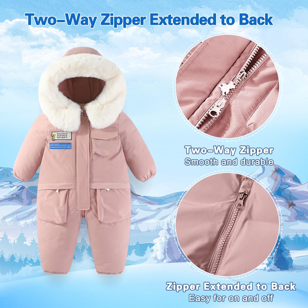 Xifamniy Toddler Snowsuit 2T 3T 4T 5T Ski Suit Baby Boy Girl Winter Clothes Coat Outwear Snow Suit Hooded Romper Jumpsuit