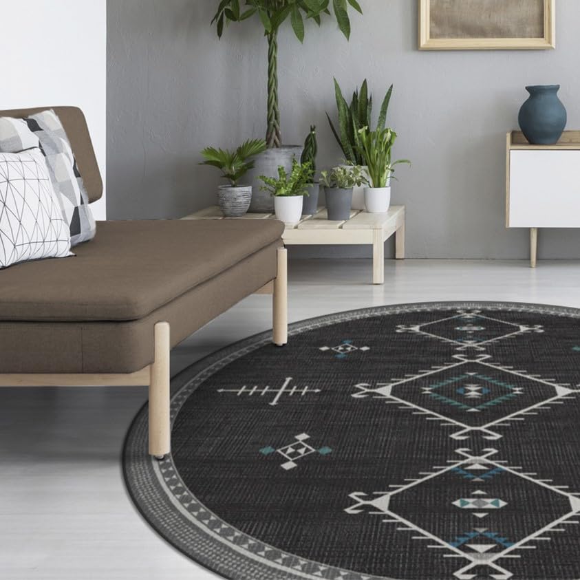 RUGGABLE Damali Runner Rug - Perfect Boho Washable Rug for Entryway Hallway Kitchen - Pet & Child Friendly - Non-Toxic - Stain & Water Resistant - Black & White 2.5&