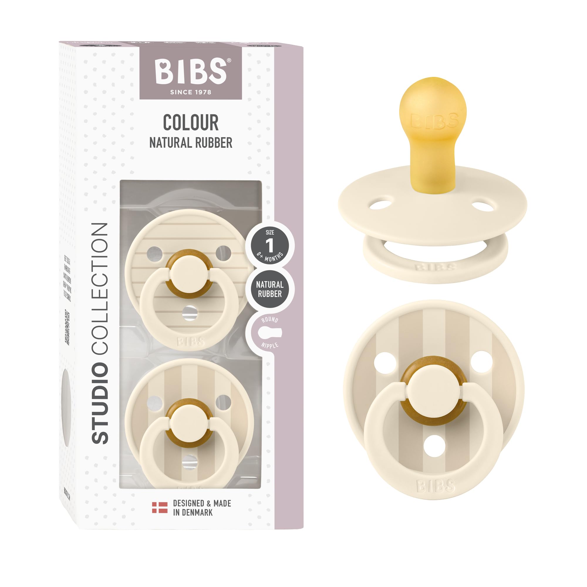 BIBS Pacifiers - Studio Collection | Natural Rubber Baby Pacifier | Set of 2 BPA-Free Soothers | Made in Denmark | (Blush mix, 0-6 Months)