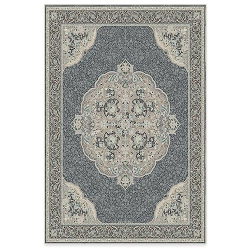 RUGGABLE Disney Traditional Mickey Mouse Washable Rug - Perfect Area Rug for Nursery Playroom Kids Room - Pet & Child Friendly - Stain & Water Resistant - Damask Grey 3&